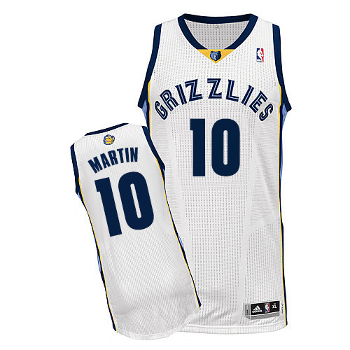 Jarell Martin Authentic In White Adidas NBA Memphis Grizzlies #10 Men's Home Jersey - Click Image to Close