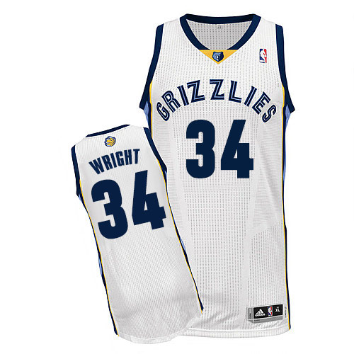 Brandan Wright Authentic In White Adidas NBA Memphis Grizzlies #34 Men's Home Jersey