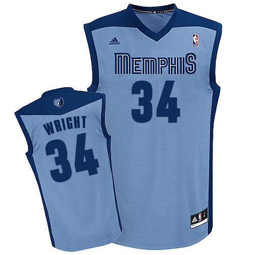 Brandan Wright Swingman In Light Blue Adidas NBA Memphis Grizzlies #34 Men's Alternate Jersey - Click Image to Close