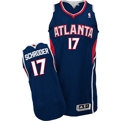 Dennis Schroder Authentic In Navy Blue Adidas NBA Atlanta Hawks #17 Men's Road Jersey