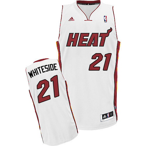 Hassan Whiteside Swingman In White Adidas NBA Miami Heat #21 Youth Home Jersey - Click Image to Close