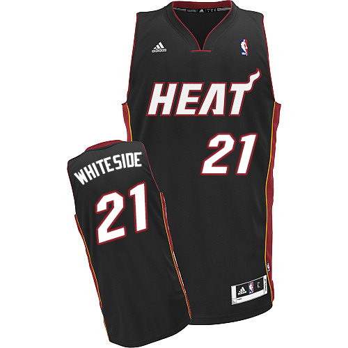 Hassan Whiteside Swingman In Black Adidas NBA Miami Heat #21 Youth Road Jersey - Click Image to Close
