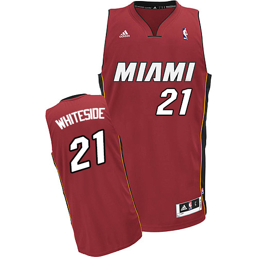 Hassan Whiteside Swingman In Red Adidas NBA Miami Heat #21 Youth Alternate Jersey - Click Image to Close