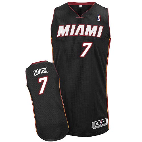 Goran Dragic Authentic In Black Adidas NBA Miami Heat #7 Men's Road Jersey - Click Image to Close