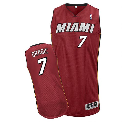 Goran Dragic Authentic In Red Adidas NBA Miami Heat #7 Men's Alternate Jersey - Click Image to Close