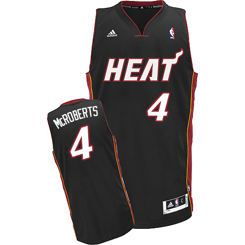 Josh McRoberts Swingman In Black Adidas NBA Miami Heat #4 Men's Road Jersey - Click Image to Close