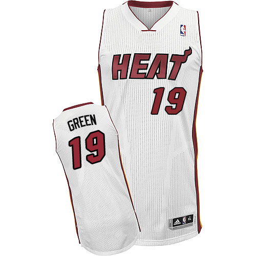 Gerald Green Authentic In White Adidas NBA Miami Heat #19 Men's Home Jersey