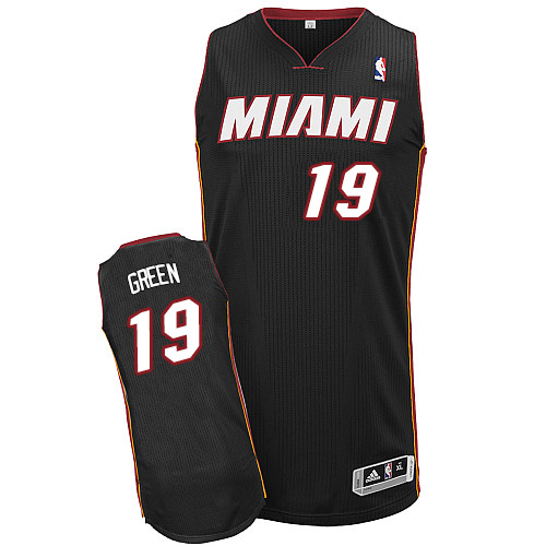 Gerald Green Authentic In Black Adidas NBA Miami Heat #19 Men's Road Jersey