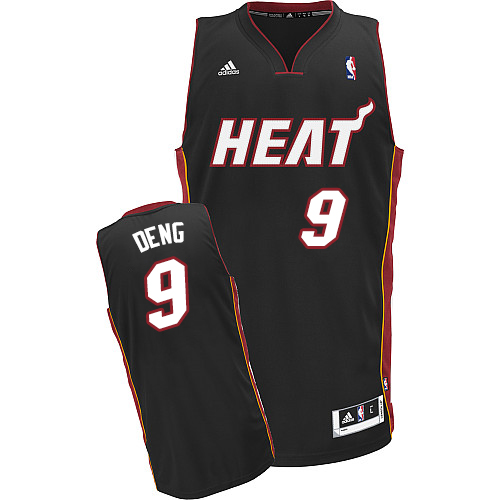 Luol Deng Swingman In Black Adidas NBA Miami Heat #9 Men's Road Jersey - Click Image to Close