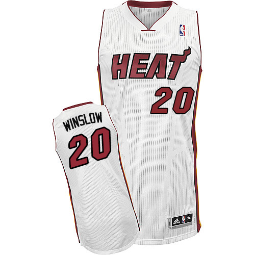 Justise Winslow Authentic In White Adidas NBA Miami Heat #20 Men's Home Jersey - Click Image to Close