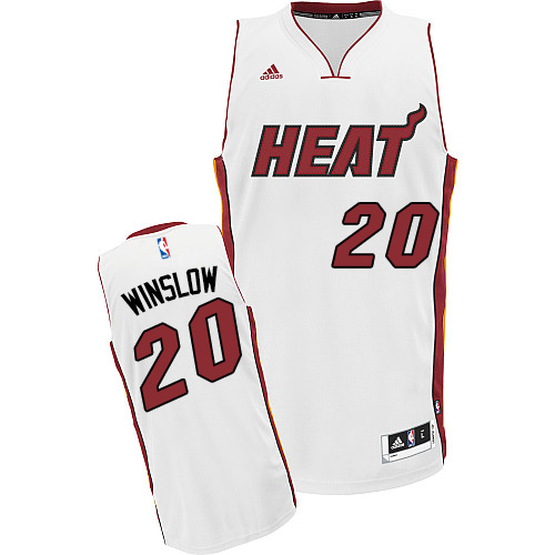 Justise Winslow Swingman In White Adidas NBA Miami Heat #20 Men's Home Jersey - Click Image to Close