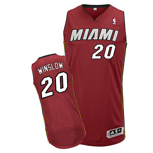 Justise Winslow Authentic In Red Adidas NBA Miami Heat #20 Men's Alternate Jersey - Click Image to Close