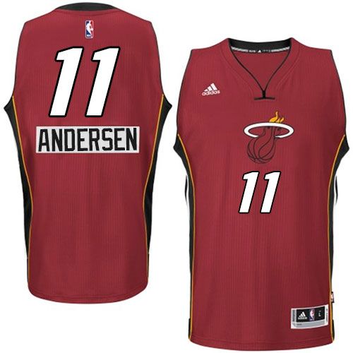 Chris Andersen Authentic In Red Adidas NBA Miami Heat 2014-15 Christmas Day #11 Men's Jersey
