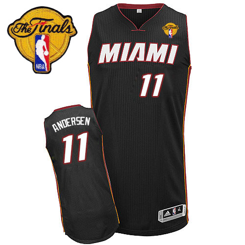 Chris Andersen Authentic In Black Adidas NBA Finals Miami Heat #11 Men's Road Jersey