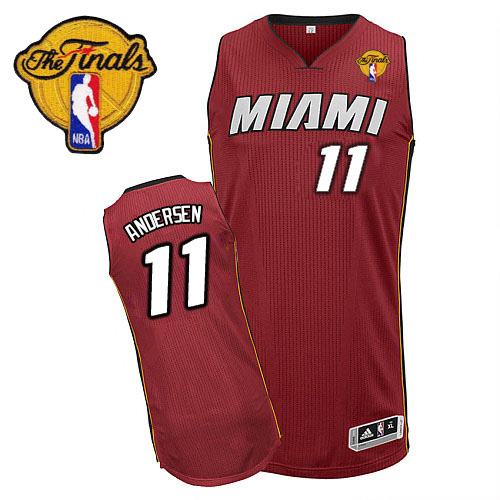 Chris Andersen Authentic In Red Adidas NBA Finals Miami Heat #11 Men's Alternate Jersey