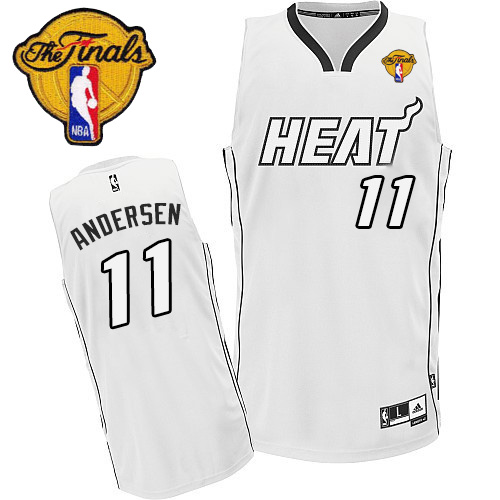 Chris Andersen Authentic In White On White Adidas NBA Finals Miami Heat #11 Men's Jersey