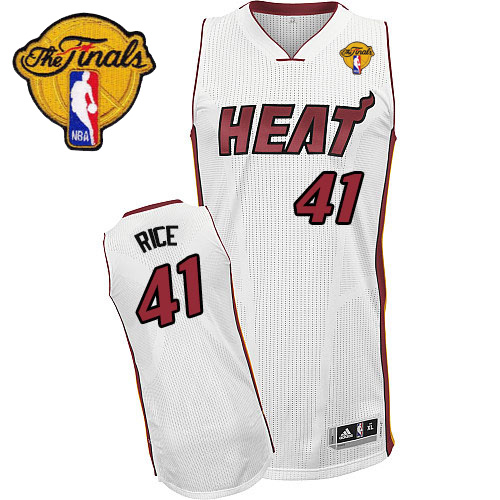 Glen Rice Authentic In White Adidas NBA Finals Miami Heat #41 Men's Home Jersey - Click Image to Close