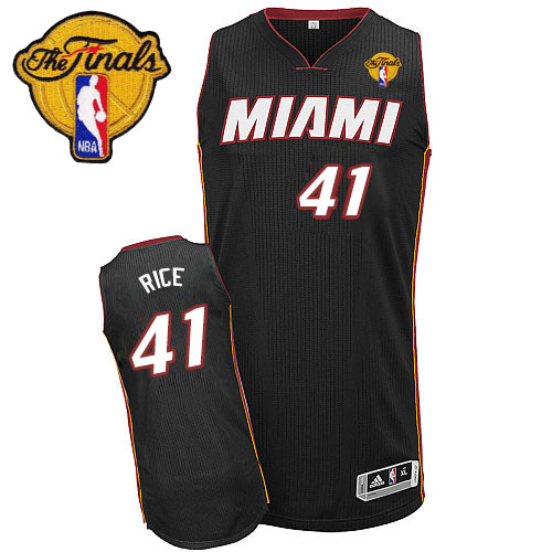Glen Rice Authentic In Black Adidas NBA Finals Miami Heat #41 Men's Road Jersey