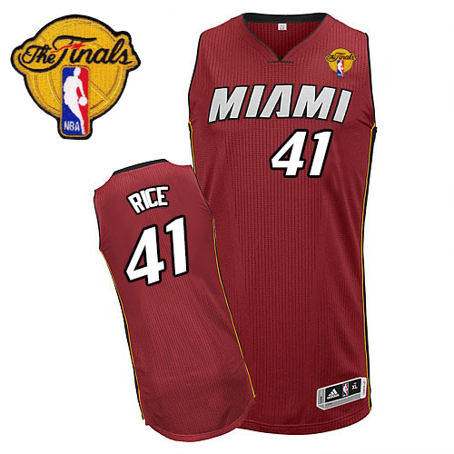 Glen Rice Authentic In Red Adidas NBA Finals Miami Heat #41 Men's Alternate Jersey - Click Image to Close