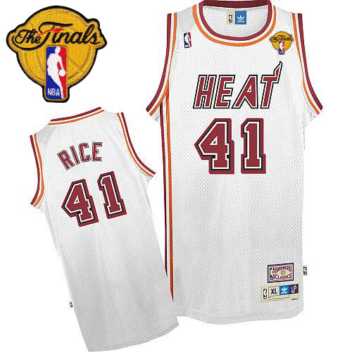 Glen Rice Authentic In White Adidas NBA Finals Miami Heat #41 Men's Throwback Jersey - Click Image to Close