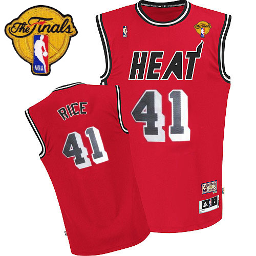 Glen Rice Authentic In Red Adidas NBA Finals Miami Heat #41 Men's Throwback Jersey