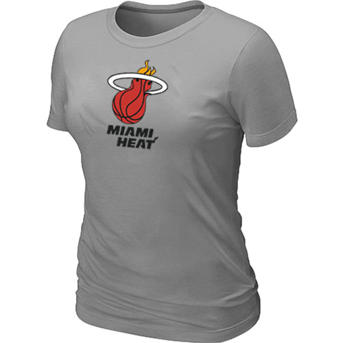 Miami Heat Big & Tall Women's Primary Logo T-Shirt - Light Grey - Click Image to Close