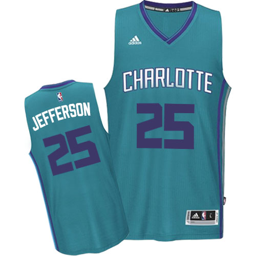 Al Jefferson Authentic In Teal Adidas NBA Charlotte Hornets #25 Men's Road Jersey - Click Image to Close