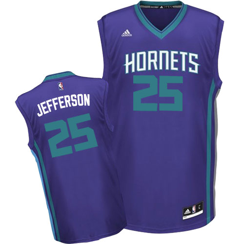 Al Jefferson Authentic In Purple Adidas NBA Charlotte Hornets #25 Men's Alternate Jersey
