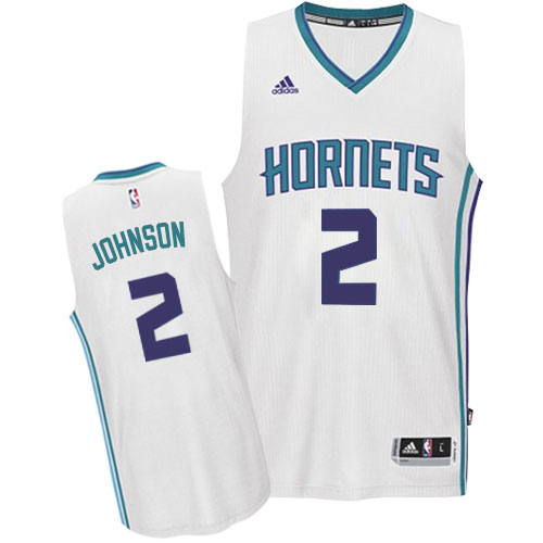 Larry Johnson Authentic In White Adidas NBA Charlotte Hornets #2 Men's Home Jersey