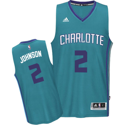 Larry Johnson Authentic In Teal Adidas NBA Charlotte Hornets #2 Men's Road Jersey