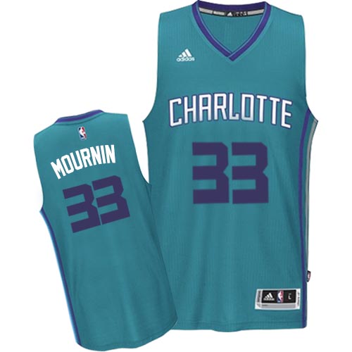 Alonzo Mourning Authentic In Teal Adidas NBA Charlotte Hornets #33 Men's Road Jersey - Click Image to Close