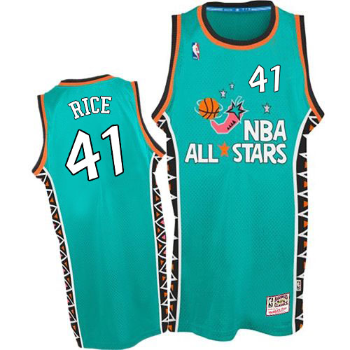 Glen Rice Authentic In Light Blue Mitchell and Ness NBA Charlotte Hornets 1996 All Star #41 Men's Throwback Jersey - Click Image to Close