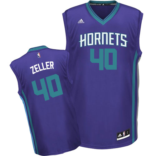 Cody Zeller Authentic In Purple Adidas NBA Charlotte Hornets #40 Men's Alternate Jersey - Click Image to Close