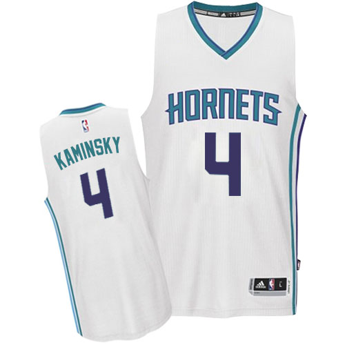 Frank Kaminsky Authentic In White Adidas NBA Charlotte Hornets #4 Men's Home Jersey - Click Image to Close