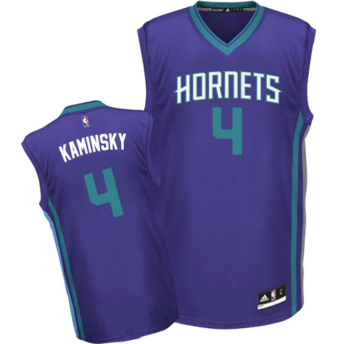 Frank Kaminsky Authentic In Purple Adidas NBA Charlotte Hornets #4 Men's Alternate Jersey - Click Image to Close