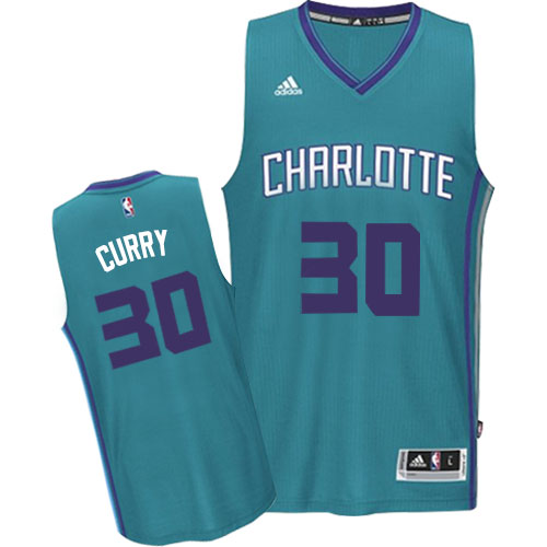 Dell Curry Authentic In Teal Adidas NBA Charlotte Hornets #30 Men's Road Jersey - Click Image to Close