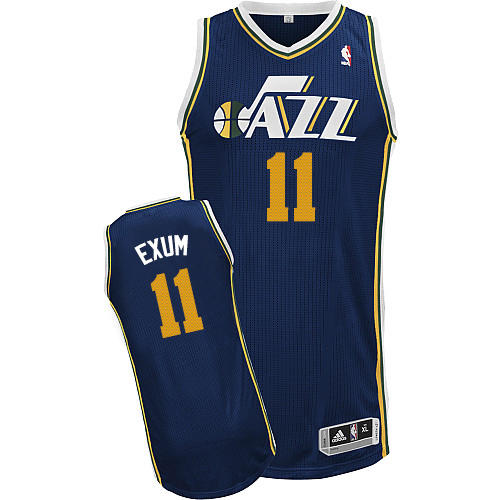 Dante Exum Authentic In Navy Blue Adidas NBA Utah Jazz #11 Men's Road Jersey - Click Image to Close