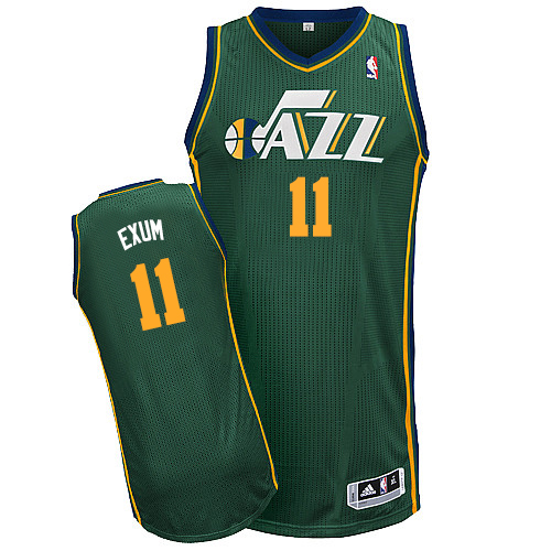 Dante Exum Authentic In Green Adidas NBA Utah Jazz #11 Men's Alternate Jersey - Click Image to Close