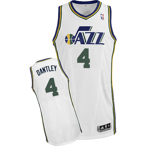 Adrian Dantley Authentic In White Adidas NBA Utah Jazz #4 Men's Home Jersey - Click Image to Close