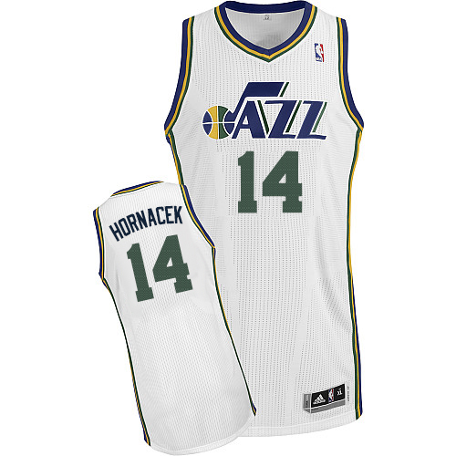Jeff Hornacek Authentic In White Adidas NBA Utah Jazz #14 Men's Home Jersey