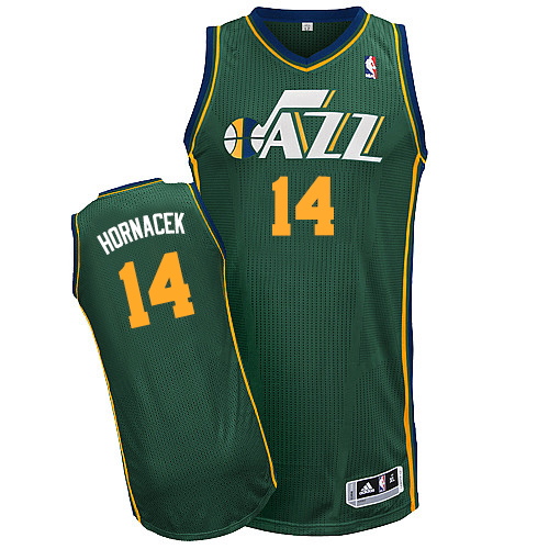 Jeff Hornacek Authentic In Green Adidas NBA Utah Jazz #14 Men's Alternate Jersey