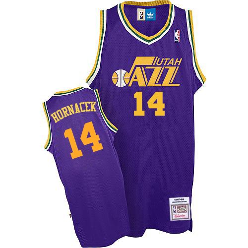 Jeff Hornacek Authentic In Purple Adidas NBA Utah Jazz #14 Men's Throwback Jersey