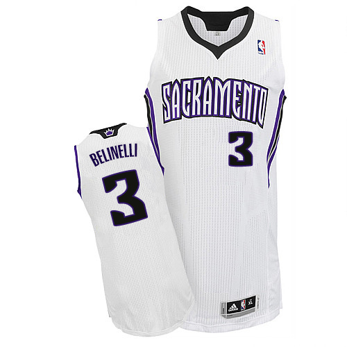 Marco Belinelli Authentic In White Adidas NBA Sacramento Kings #3 Men's Home Jersey - Click Image to Close