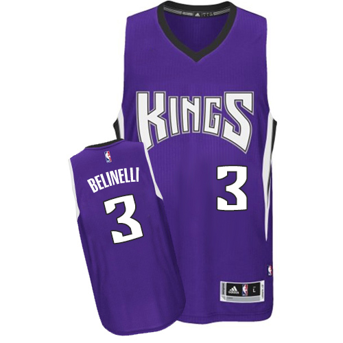 Marco Belinelli Authentic In Purple Adidas NBA Sacramento Kings #3 Men's Road Jersey - Click Image to Close