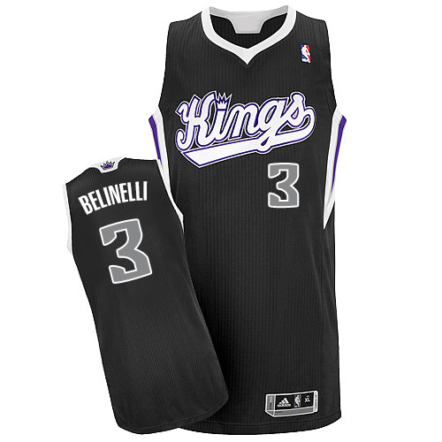 Marco Belinelli Authentic In Black Adidas NBA Sacramento Kings #3 Men's Alternate Jersey - Click Image to Close