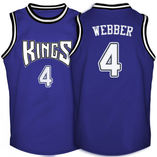 Chris Webber Authentic In Purple Adidas NBA Sacramento Kings #4 Men's Throwback Jersey - Click Image to Close