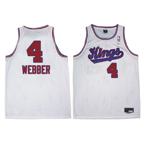 Chris Webber Authentic In White Nike NBA Sacramento Kings #4 Men's Throwback Jersey - Click Image to Close