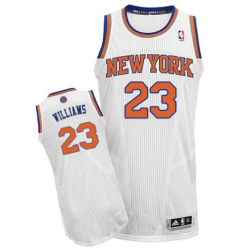 Derrick Williams Authentic In White Adidas NBA New York Knicks #23 Men's Home Jersey