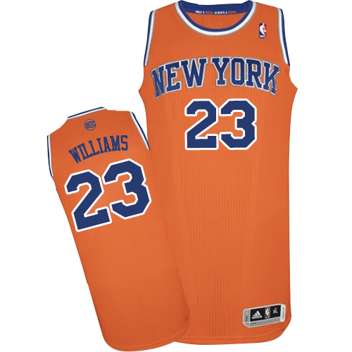 Derrick Williams Authentic In Orange Adidas NBA New York Knicks #23 Men's Alternate Jersey