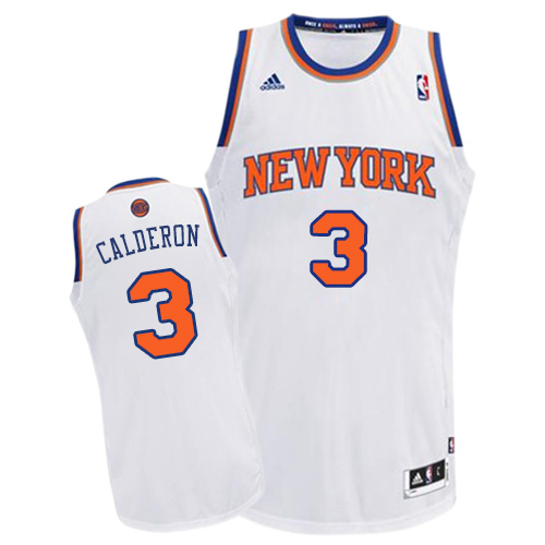 Jose Calderon Swingman In White Adidas NBA New York Knicks #3 Men's Home Jersey - Click Image to Close